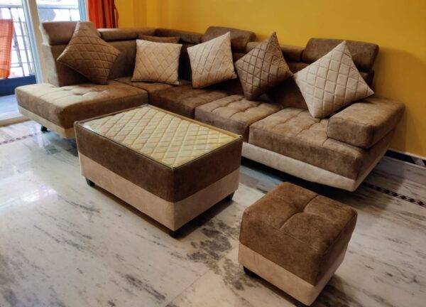 Modern Luxe L-Shaped Fabric Sofa