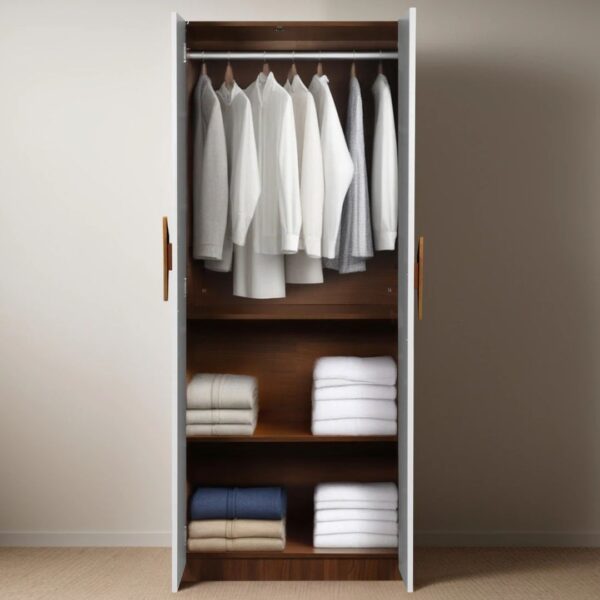 Classic 2-Door Teak Wood Wardrobe - Image 2