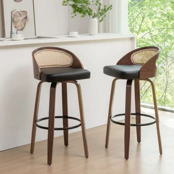Wooden Bar Stool with Cushioned Seat