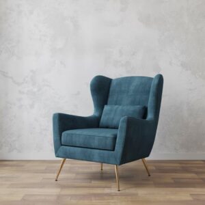 Royal Wing Chair with Carved Wooden Legs
