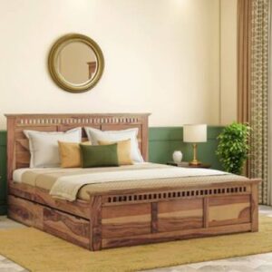 Traditional Carved Wooden Bed Frame