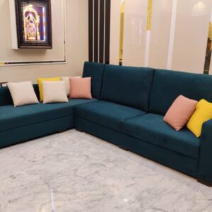 Minimalist L-Shaped Velvet Sofa
