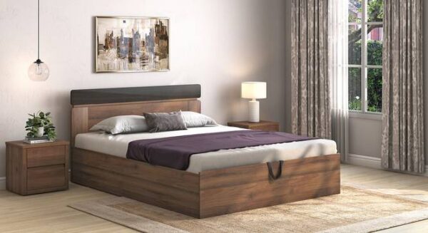 Queen Size Upholstered Bed with Cushioned Headboard