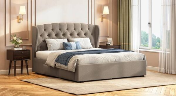 Modern Storage Bed with Side Drawers
