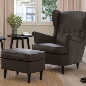 Upholstered Wingback Chair – Soft Fabric & Plush Seating