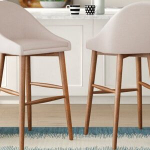 Rustic Wooden Bar Chair – Natural Look with Comfort Padding