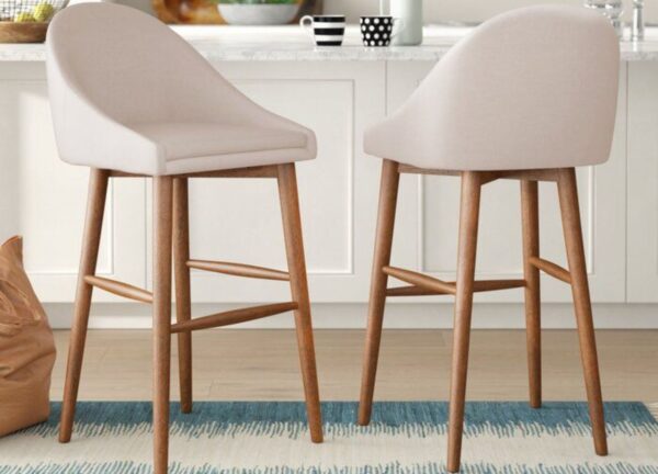 Rustic Wooden Bar Chair – Natural Look with Comfort Padding